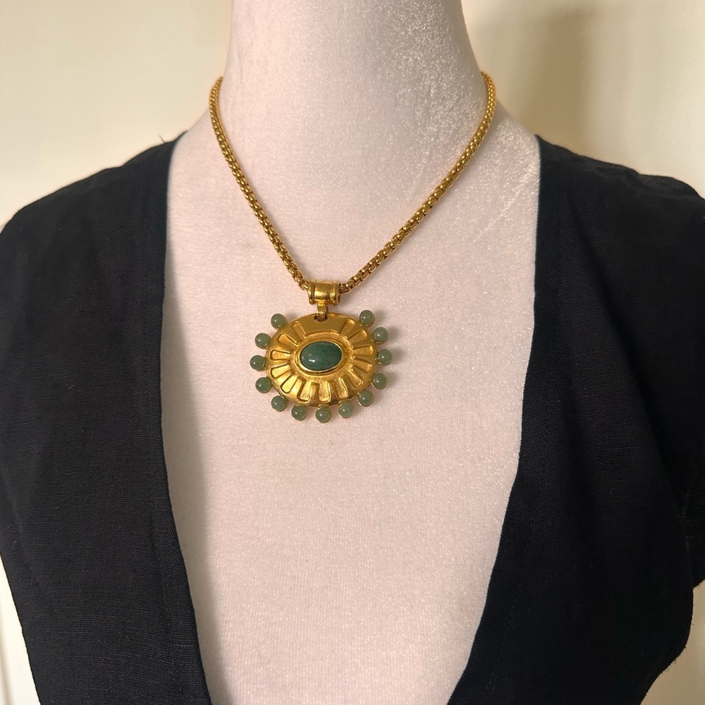 Gold and Jade Pendant Necklace